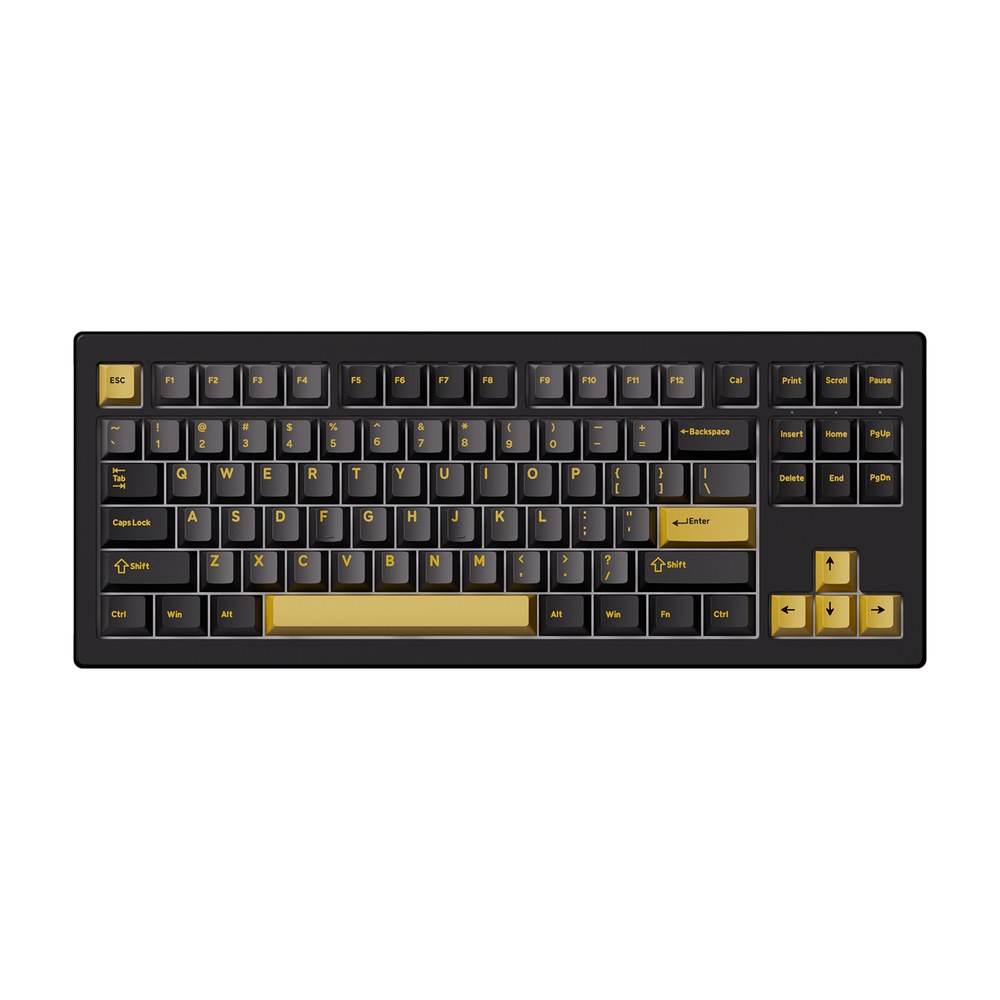 Akko 5087 V3 tenkeyless mechanical keyboard in black and gold with double-shot PBT keycaps