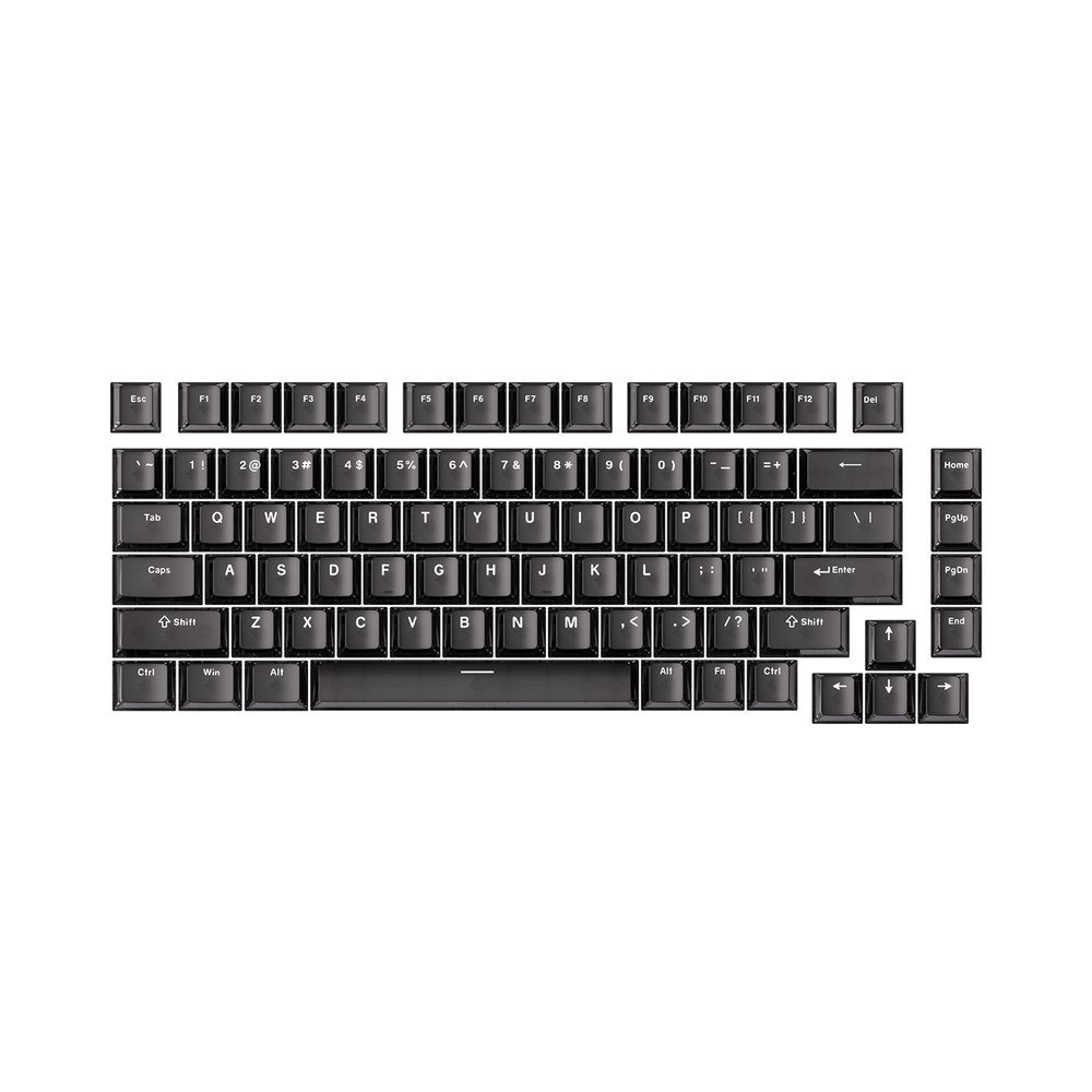 Akko PC Transparent keycap set of 82 smoky black see-through keys with white legends