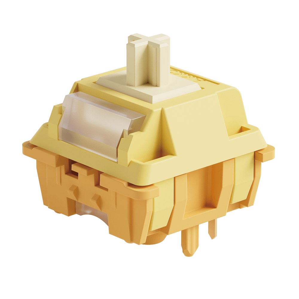 Akko Creamy Yellow U1 linear switch with a yellow housing and cream POM stem